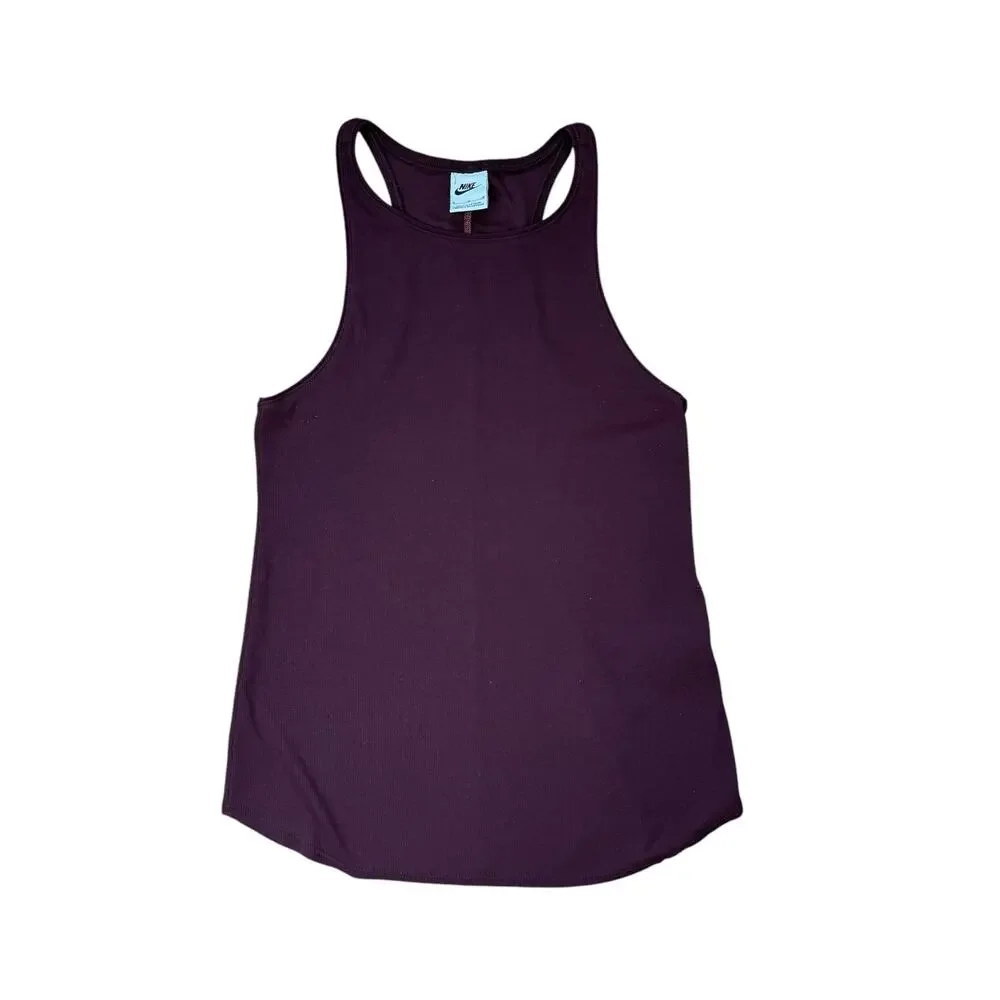 Nike Yoga Luxe SE Ribbed Tank Top Burgundy Crush Womens Sz M